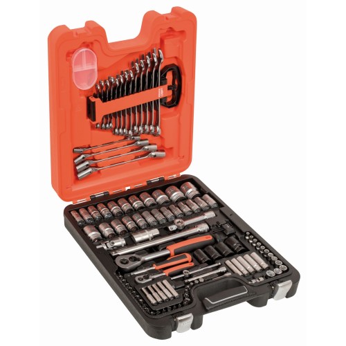 Juego de vasos con cuadrado de 1/4" y 1/2" y con juego de llaves combinadas/llaves acodadas | S106